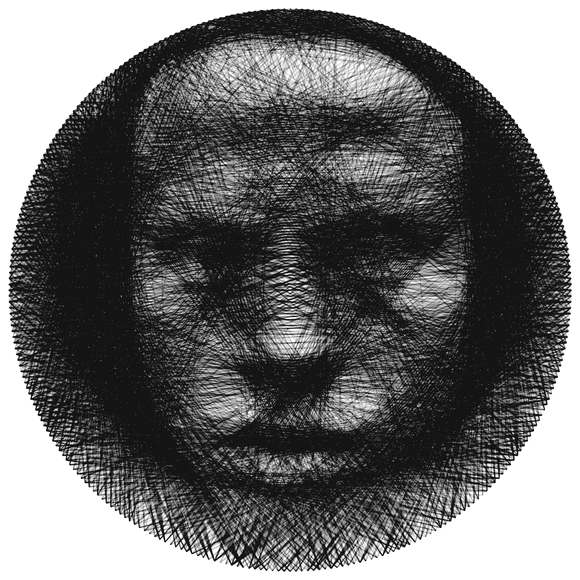 String-art portrét z fotografie