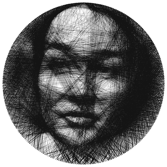 String-art portrét z fotografie