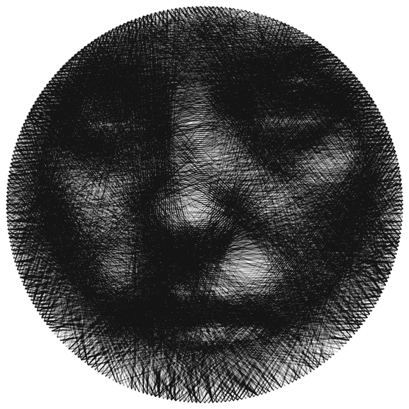 String-art portrét z fotografie