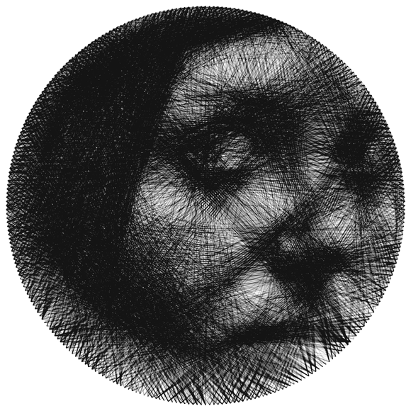 String-art portrét z fotografie